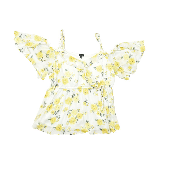 Torrid Women's Plus Size 3 Yellow Floral Ruffle Peasant Blouse Top - Picture 1 of 8